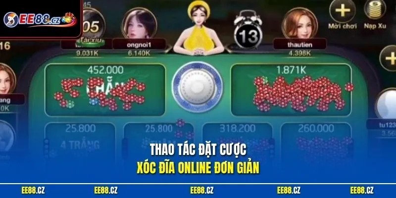 Thao tác đặt cược Xóc Đĩa Online đơn giản